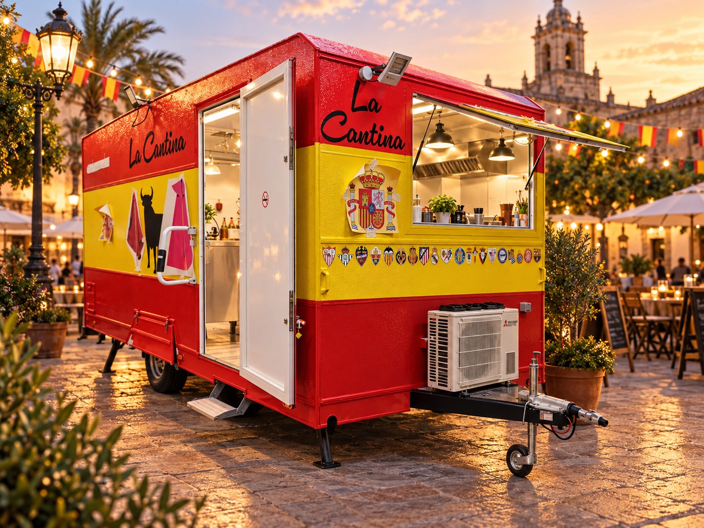 El food truck de La Cantina preparado para servir al atardecer